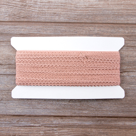 Мерсеризованное хлопковое кружево, 8 мм, цвет пыльно-розовый. Арт 2062/W4