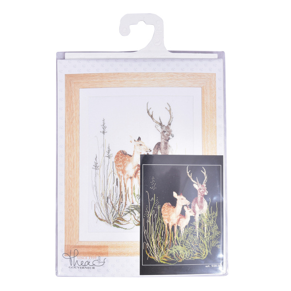 Набор для вышивания "Семья оленей", канва лён 32 ct. Арт 938