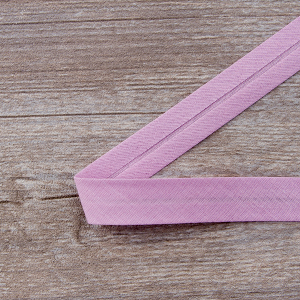 Косая бейка хлопок/полиэстер 20 мм, 25 м, цвет 127, светло-сиреневый. Арт 6120-20мм-127           