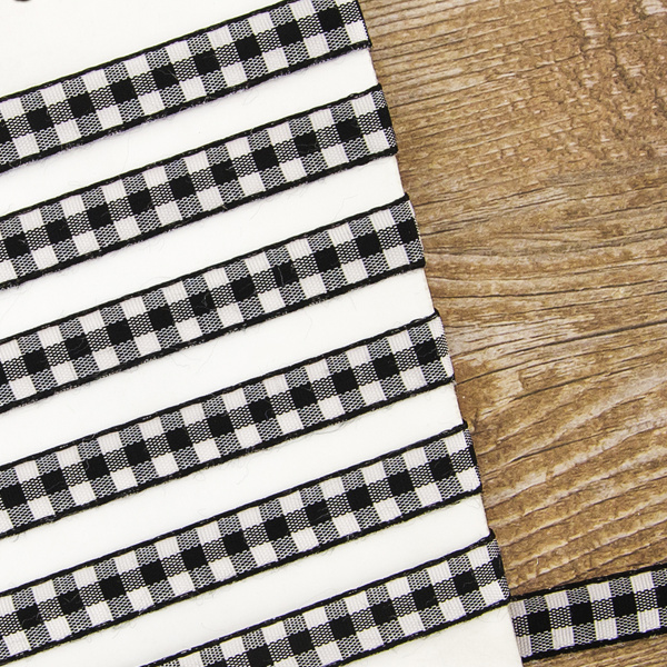 Лента с рисунком клетка SAFISA, 11 мм, 25 м, цвет 01, черный. Арт 469-11мм-01             