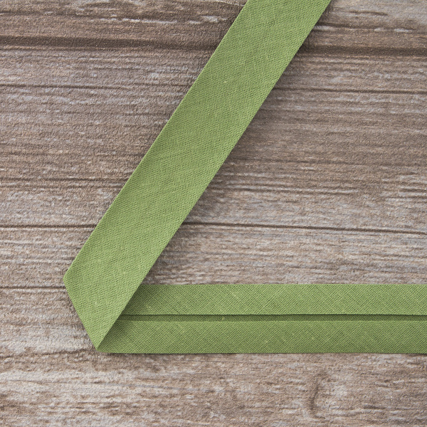 Косая бейка хлопок/полиэстер 20 мм, 25 м, цвет 112, оливковый. Арт 6120-20мм-112           