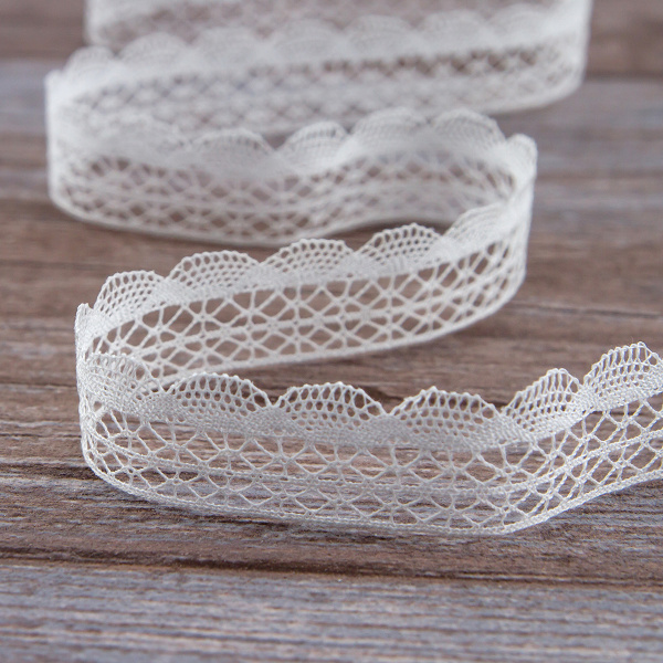 Мерсеризованное хлопковое кружево, 20 мм, цвет белый. Арт 2015/01