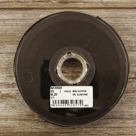 Косая бейка хлопок, 20 мм, 20 м, цвет 17, коричневый темный. Арт 6598-20мм-17