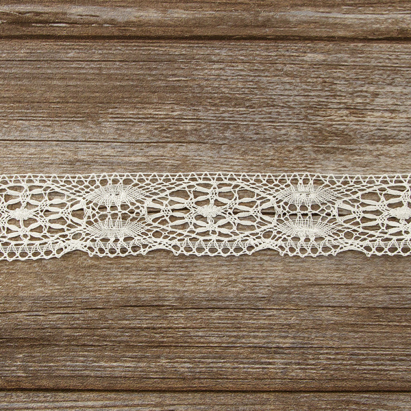 Мерсеризованное хлопковое кружево, 50 мм, цвет белый. Арт 2218/01