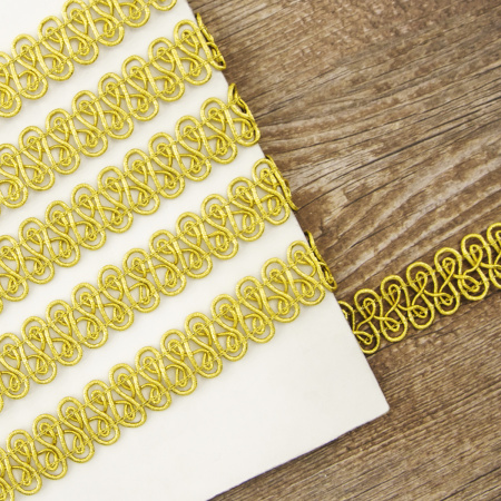 Тесьма PEGA декоративная с люрексом, цвет золотой, 15 мм. Арт 881431414W7009          