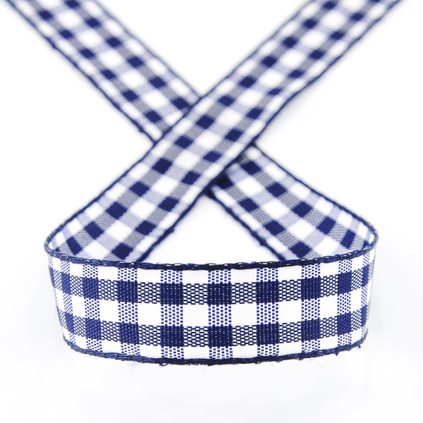 Лента с рисунком клетка SAFISA, 16(18) мм, 25 м, цвет 15, темно-синий. Арт 469-16мм-15             