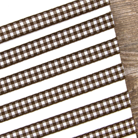 Лента с рисунком клетка SAFISA, 11 мм, 25 м, цвет 17, коричневый. Арт 469-11мм-17             