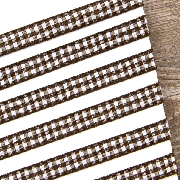 Лента с рисунком клетка SAFISA, 11 мм, 25 м, цвет 17, коричневый. Арт 469-11мм-17             