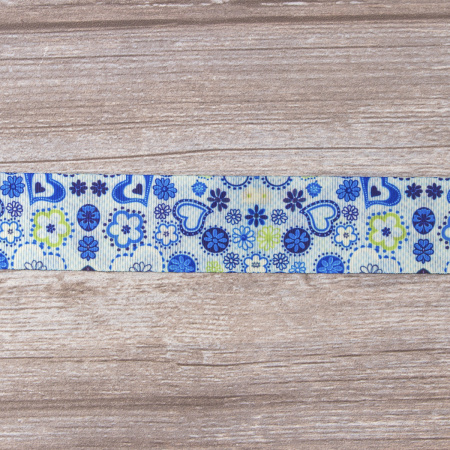 Лента репсовая SAFISA с рисунком, 39 мм, 15 м, цвет 02, голубой. Арт 25311-39мм-02