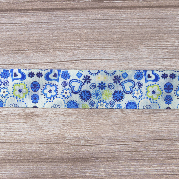 Лента репсовая SAFISA с рисунком, 39 мм, 15 м, цвет 02, голубой. Арт 25311-39мм-02