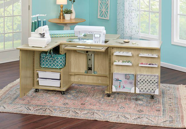 Стол раскладной для швейной машины с раскройным местом ECLIPSE, дуб. Арт TLM.E-O001                  