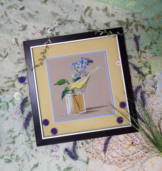 Набор для вышивания "Ветка сирени и канарейка". Арт 06.001.16               