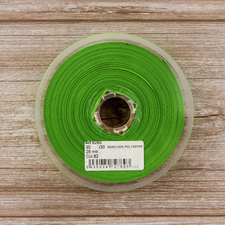 Косая бейка атласная 30 мм, 25 м, цвет 62, майская зелень. Арт 6260-30мм-62            