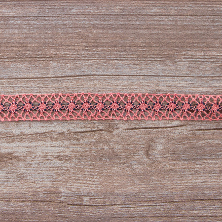 Мерсеризованное хлопковое кружево, 20 мм, цвет пыльно-розовый с цветом морской волны. Арт 1825/R5                 