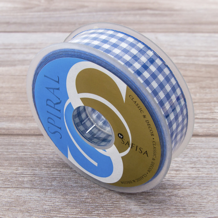 Лента с рисунком клетка SAFISA, 25 мм, 25 м, цвет 13, синий. Арт 469-25мм-13             