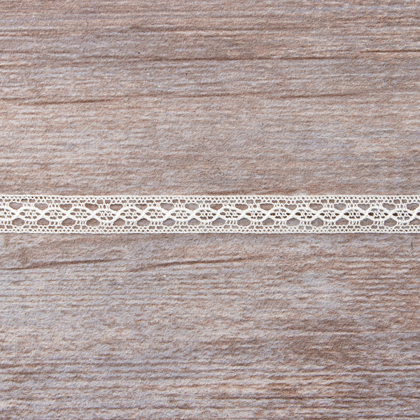 Мерсеризованное хлопковое кружево, 10 мм, цвет шампань. Арт 3517/72