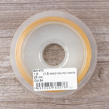 Шнур атласный SAFISA 1,5 мм, 25 м, цвет 54, бежево-золотистый. Арт 470-54                  