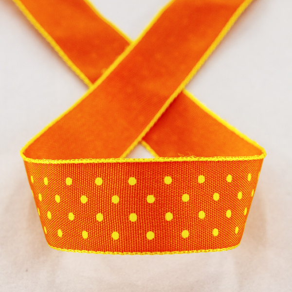 Лента с рисунком SAFISA, 15 мм, 15 м, цвет 61, оранжевый. Арт 25314-15мм-61