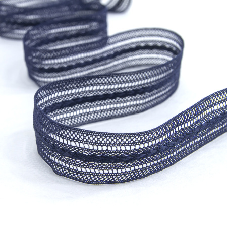 Мерсеризованное хлопковое кружево, 26 мм, цвет темно-синий. Арт 2178/9S