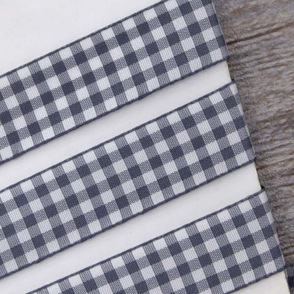 Лента с рисунком клетка SAFISA, 25 мм, 25 м, цвет 68, серый. Арт 469-25мм-68             