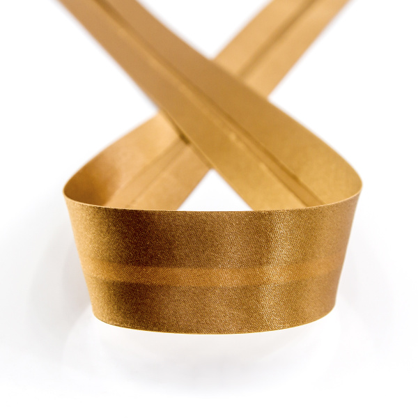 Косая бейка атласная 30 мм, 25 м, цвет 64, молочный шоколад. Арт 6260-30мм-64            