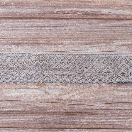Мерсеризованное хлопковое кружево, 50 мм, цвет серый. Арт 2040/W3