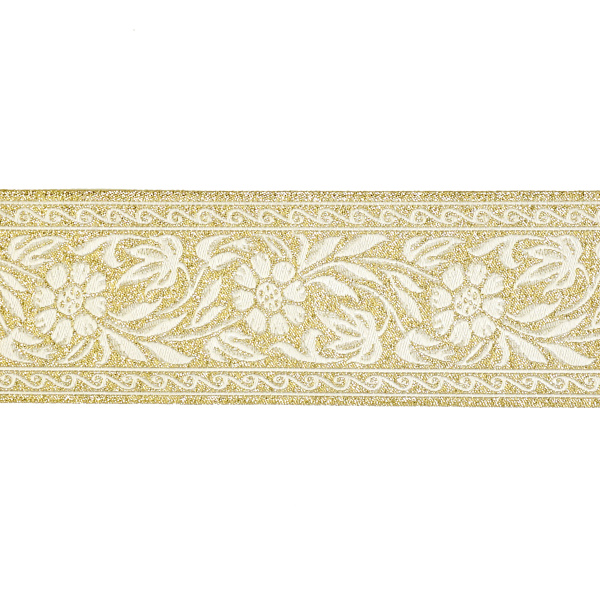 Лента жаккардовая с люрексом SAFISA, 50 мм, 15 м, цвет 101. Арт 9251-50мм-101