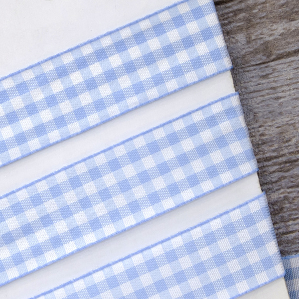 Лента с рисунком клетка SAFISA, 25 мм, 25 м, цвет 04, голубой. Арт 469-25мм-04             