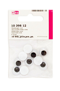 Глазки подвижные, круглые, пластик, диаметр 12 мм. Арт 1039812                 