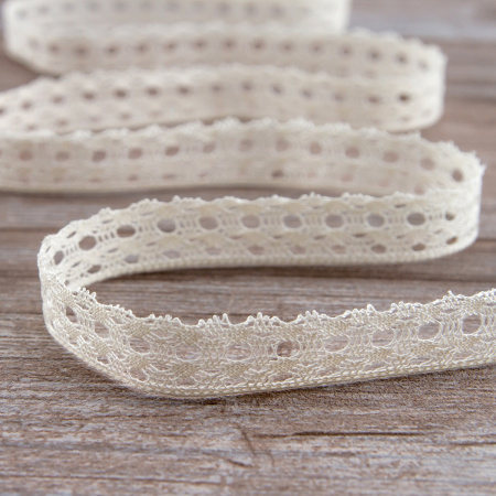 Мерсеризованное хлопковое кружево, 24 мм, шампань. Арт 2128/72