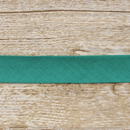 Косая бейка хлопок/полиэстер 20 мм, 25 м, цвет 76, цвет зеленой патины. Арт 6120-20мм-76            
