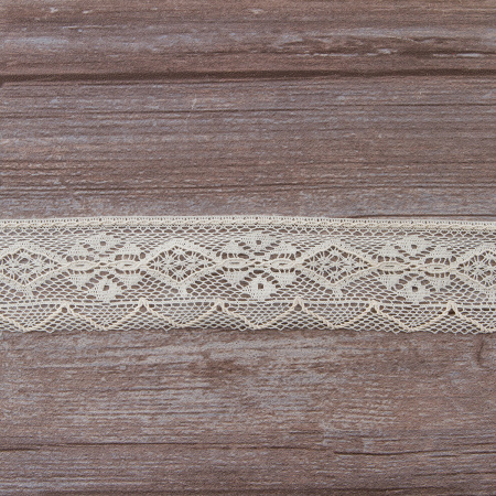 Мерсеризованное хлопковое кружево, 45 мм, шампань. Арт 2173/72