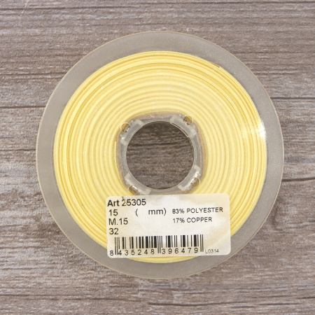 Лента репсовая SAFISA с напечатаным рисунком, 15 мм, 15 м, цвет 32, желтый. Арт 25305-15мм-32