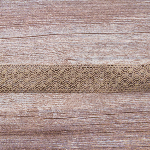 Мерсеризованное хлопковое кружево, 30 мм, цвет темно-бежевый. Арт 2022/5T