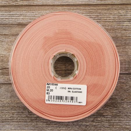 Косая бейка хлопок, 20 мм, 20 м, цвет 83, чайная роза. Арт 6598-20мм-83