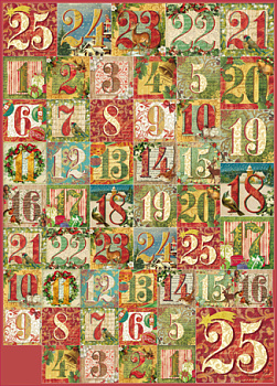 Карта для декупажа "Рождественские цифры". Арт DFG437