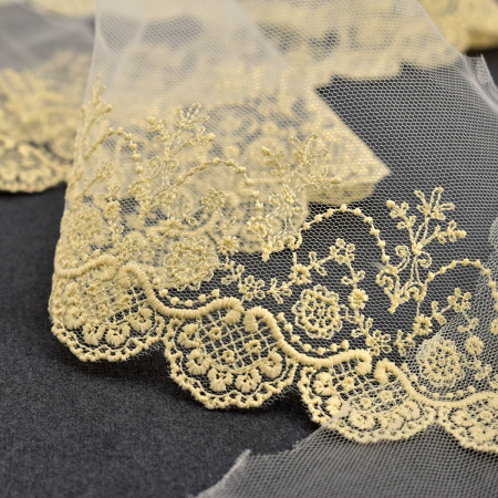 Вышивка на тюле, 85 мм, цвет натуральный. Арт I639/58