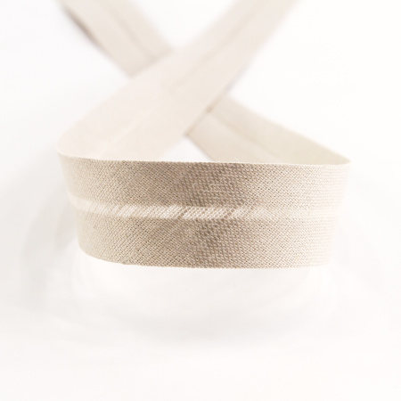 Косая бейка хлопок/лён, 20 мм, 20 м, цвет 27, светло-серый. Арт 6602-20мм-27