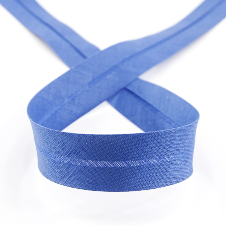 Косая бейка хлопок/полиэстер 20 мм, 25 м, цвет 70, насыщенный синий. Арт 6120-20мм-70            