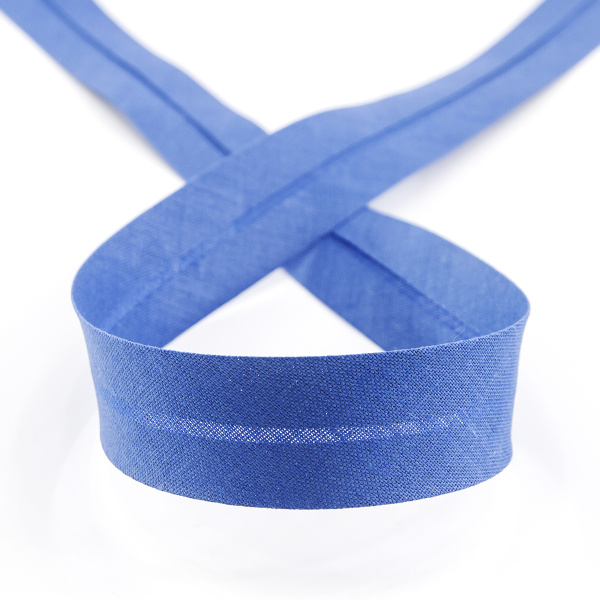 Косая бейка хлопок/полиэстер 20 мм, 25 м, цвет 70, насыщенный синий. Арт 6120-20мм-70            