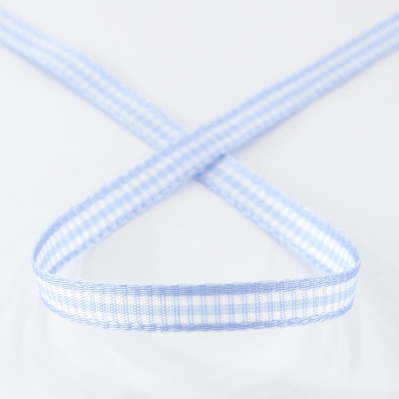 Лента с рисунком клетка SAFISA, 6 мм, 25 м, цвет 04, голубой. Арт 466-06мм-04             