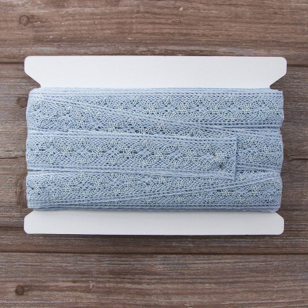 Мерсеризованное хлопковое кружево, 35 мм, цвет голубой. Арт 2223/19