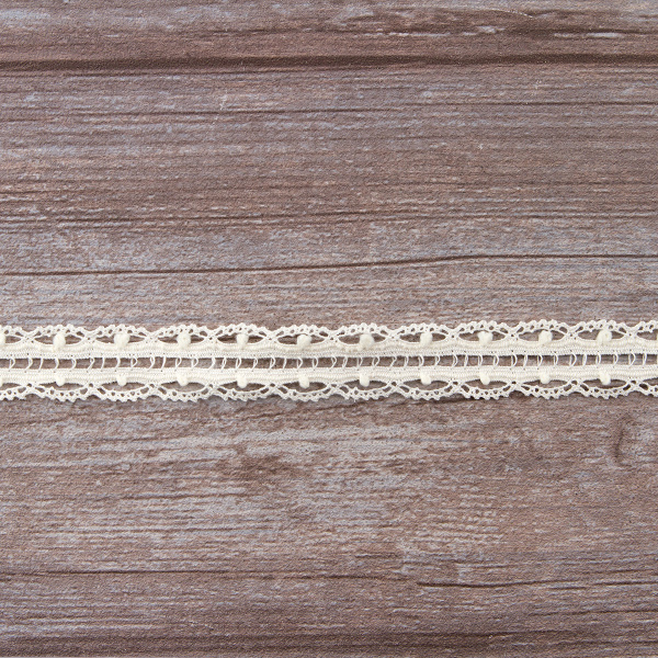 Мерсеризованное хлопковое кружево, 22 мм, шампань. Арт 2151/72