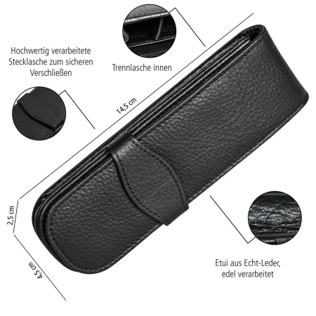 Футляр кожаный "Leather Case Classic" для двух ручек, цвет черный. Арт 90759