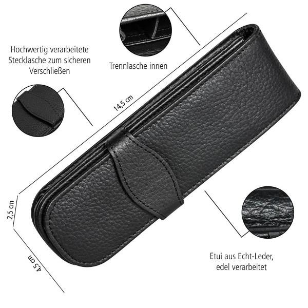 Футляр кожаный "Leather Case Classic" для двух ручек, цвет черный. Арт 90759