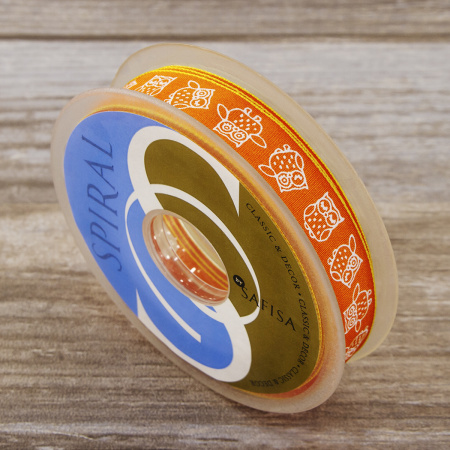 Лента с рисунком SAFISA, 15 мм, 15 м, цвет 61, оранжевый. Арт 35117-15мм-61