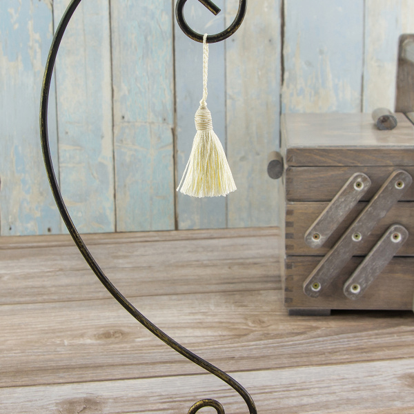 Кисть декоративная на шнуре, длина 60 мм, цвет кремовый. Арт KY - 03-col.PE - 4