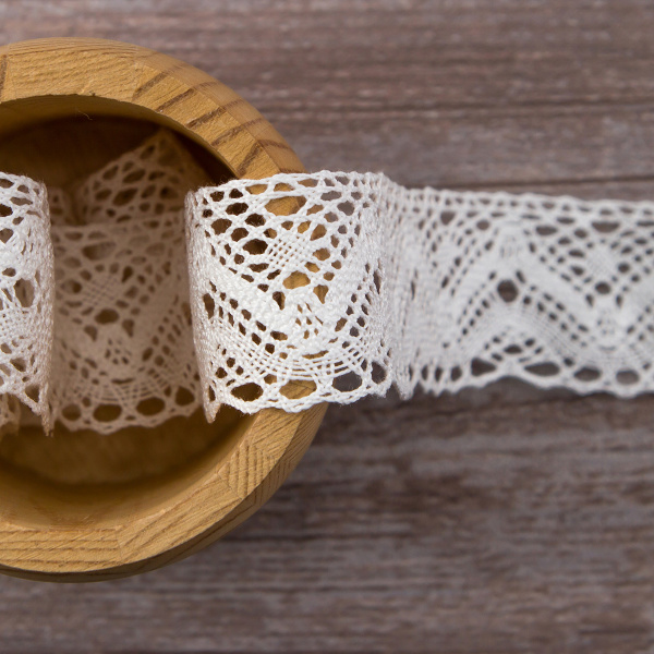 Мерсеризованное хлопковое кружево, 39 мм, белый. Арт 2144/01