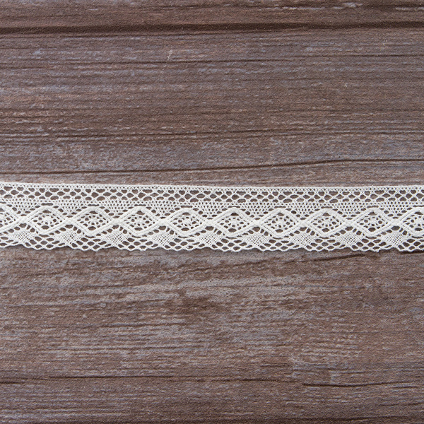 Мерсеризованное хлопковое кружево, 28 мм, белый. Арт 2121/01