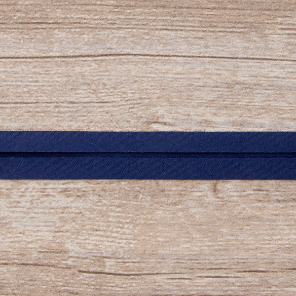 Косая бейка хлопок/полиэстер 20 мм, 25 м, цвет 15, темно-синий. Арт 6120-20мм-15            